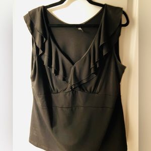 Women’s Milano Black Ruffled Sleeveless Top Size XL